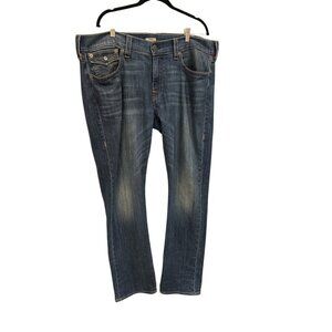 True Religion Men's Size 38 Ricky Relaxed Strait Made In USA Thick Stitch Preown